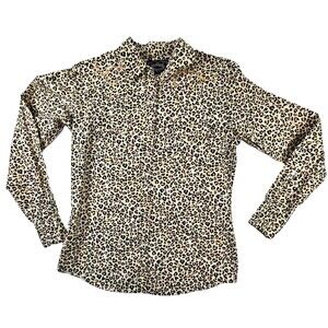 Cowgirl Hardware Women’s M Leopard Print Western Shirt Rhinestone snaps